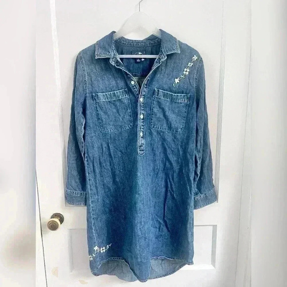 Lucky Brand Popover Denim Boho Rodeo Western Dress Size M - Picture 1 of 3